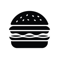 single burger silhouette icon on white background