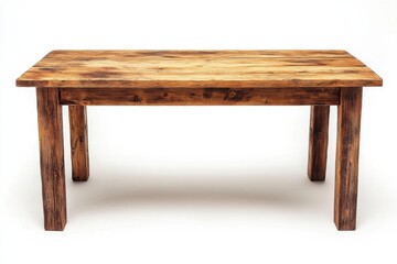 A wooden table on white