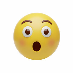 Fototapeta premium Surprised Emoticon 3D Yellow Face with Wide Eyes