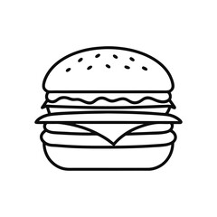 single burger outline line art icon on white
