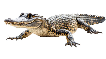 Fototapeta premium Majestic Crocodile Isolated on White Background for Professional Design Projects