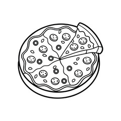 single pizza outline line art icons