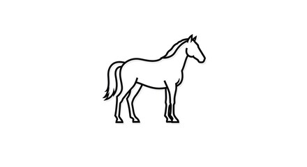 Standing Horse Line Drawing on White Background