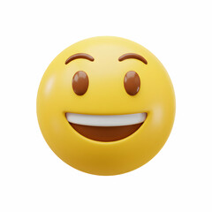 Fototapeta premium 3D Smiley Face Emoji Happy Smiling Yellow Emoticon