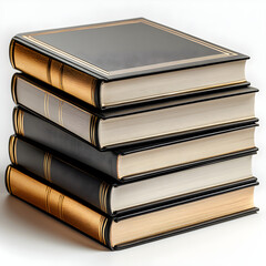 Stack of five hardcover books with golden decoration