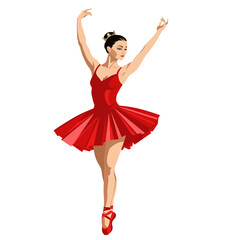 girl ballerina in red dress no background vector image