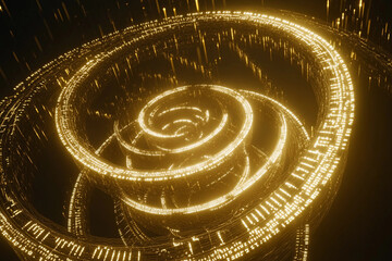 Mesmerizing golden fractal pattern with subtle numerical elements spiraling in a cosmic design