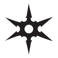 Obraz premium Stealthy Shuriken silhouette, perfect for stealth and precision – Shuriken illustration – Minimalist Shuriken vector – Weapon silhouette