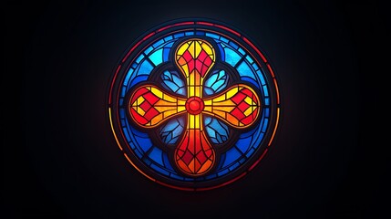 Stained glass cross, vibrant colors