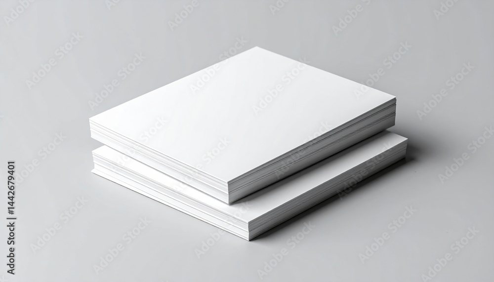 Poster blank stack of paper for creative projects in minimalist studio environment with neutral lighting