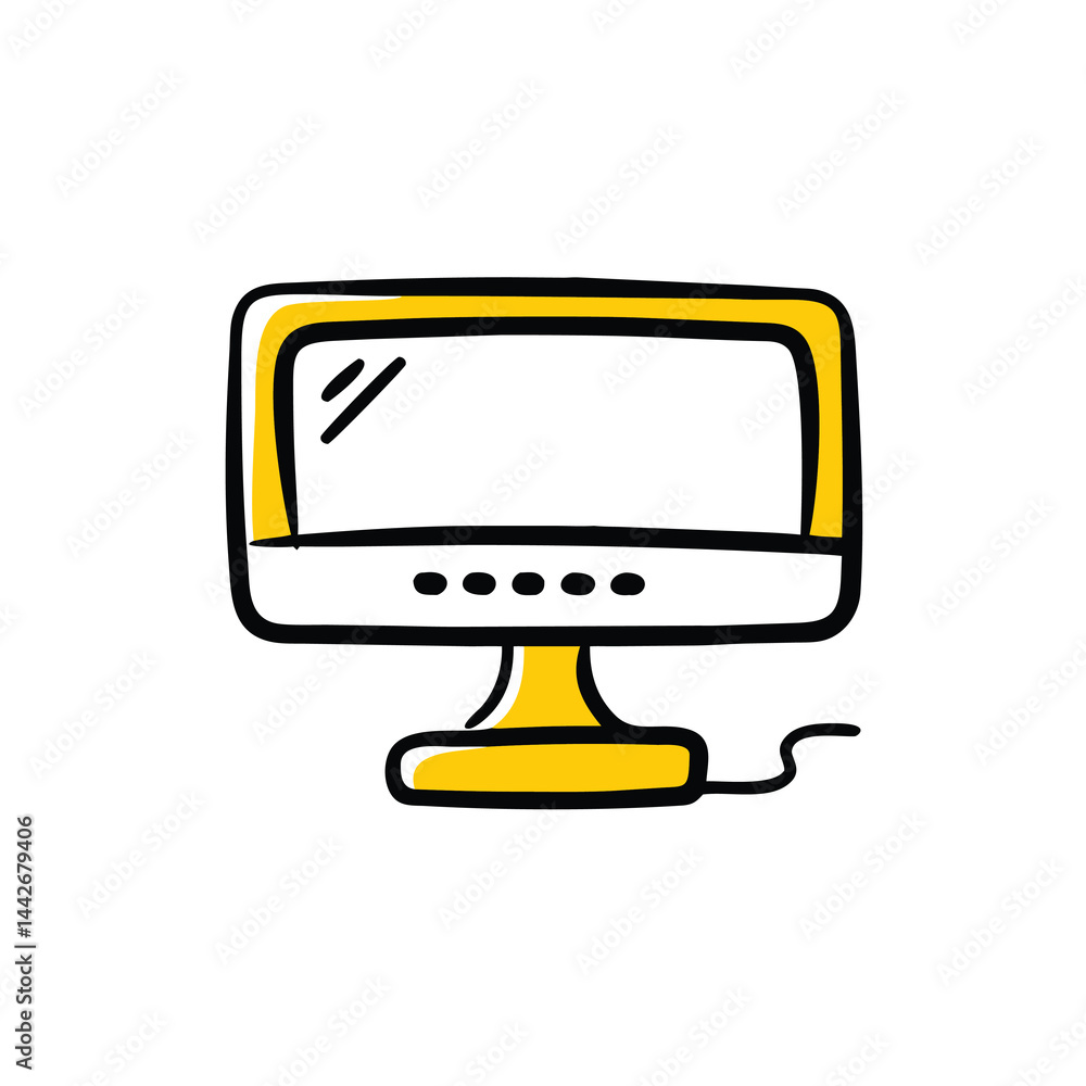 Aufkleber computer monitor on white background for web and graphic design