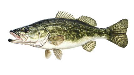 Professional Largemouth Bass Fish Isolated on White Background for Stock Photos