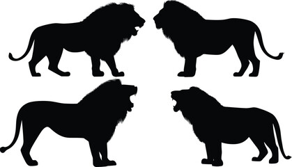 Majestic Lion Silhouettes: Four Powerful Images