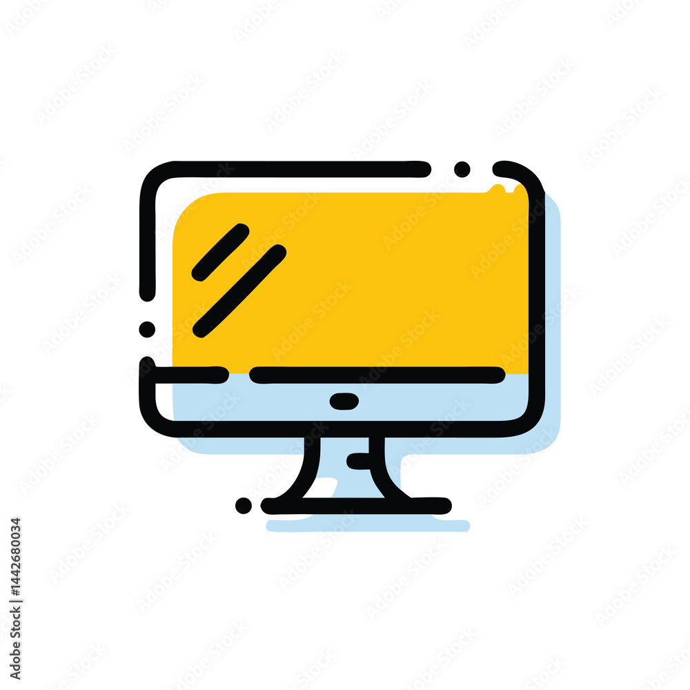 Aufkleber computer monitor on white background for web and graphic design