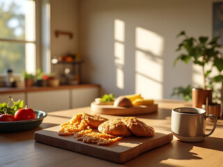 Baking fresh cookies and preparing breakfast home kitchen food photography cozy atmosphere