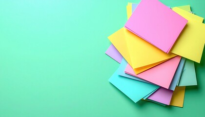 Creative note-taking techniques office desk image collection minimalist environment aerial view colorful organization