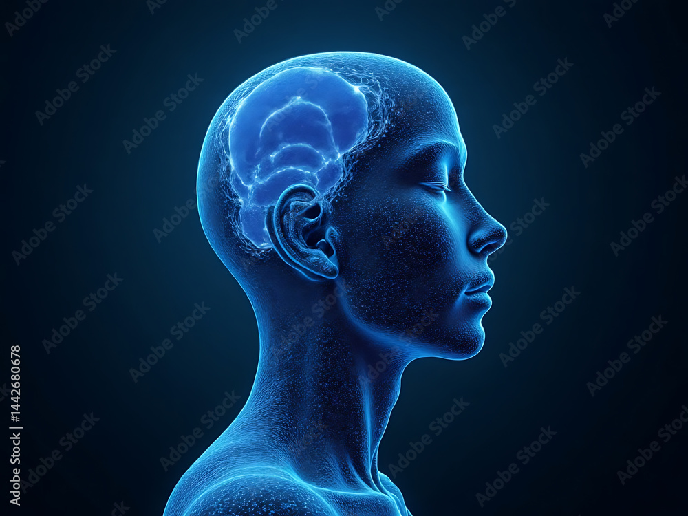 Aufkleber exploring neural insights human brain visualization digital art scientific environment profile view