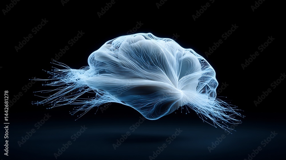 Poster abstract neural network connection represents data flow in the digital space