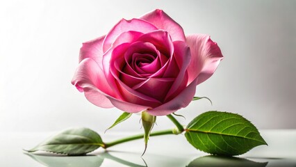 Fototapeta premium Pink Rose Silhouette, Isolated White Background, Floral Silhouette Photography, Elegant Flower Silhouette, Romantic Rose Image