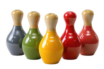 Five Vibrant Ceramic Vases On Transparent Background