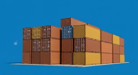 Stacked cargo containers shipping and logistics concept