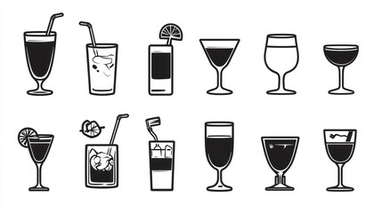 Cocktail Glass Illustrations