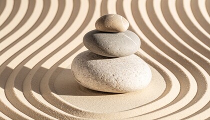 Stones and waves in the sand for timeout symbol