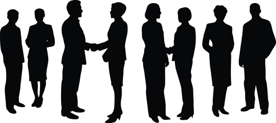 Silhouette Business People Networking Meeting