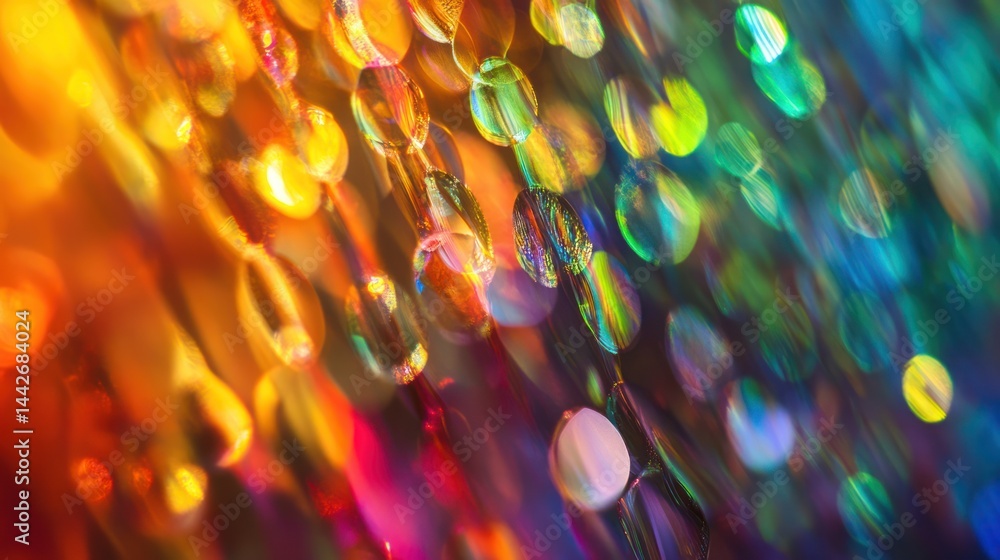 Poster prismatic cascade of ethereal light, a symphony of refracted hues creating an abstract design
