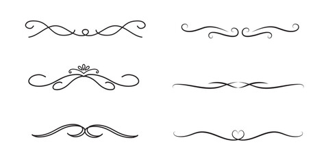 Obraz premium Set of Vintage decorative lines. text dividers. Line border. Lines separators, Borders, Vintage dividers, Underline elements. Vector illustration