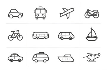 transportation icons set, set of  vehicles icon