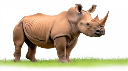 Obraz premium Rhinoceros standing on grass in a natural habitat setting