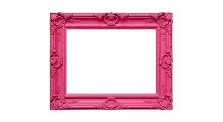 Beautiful decorative pink ornate frame with lush scrolling corner detail design, the perfect decorative element or template for image insertion and picture display