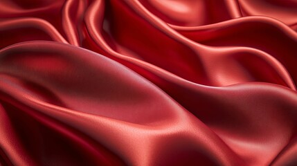 Obraz premium Close-up view of luxurious crimson silk fabric folds.