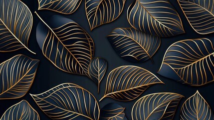Dark navy leaves with golden veins