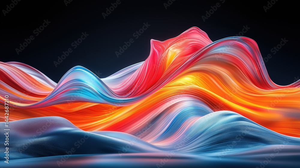 Poster vibrant flowing waves of color create a surreal visual experience