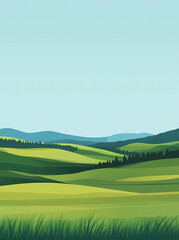 Obraz premium Vast Green Fields Under a Clear Sky