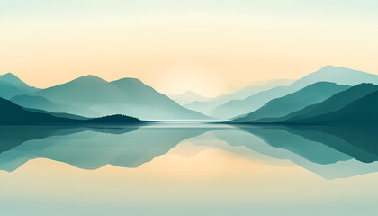 Obraz premium Serene Mountain Lake Sunrise