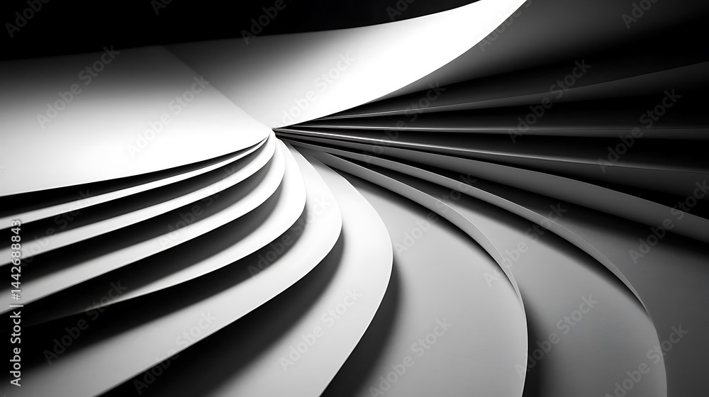 Aufkleber monochromatic curves: an abstract exploration of light and shadow on forms