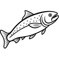 One-Line Trout Vector Design