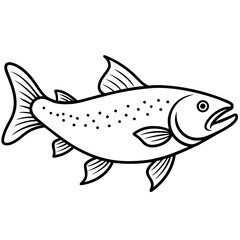 One-Line Trout Vector Design
