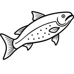 One-Line Trout Vector Design