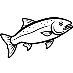 One-Line Trout Vector Design