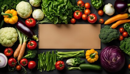 Fresh Vegetables Still Life with Notebook