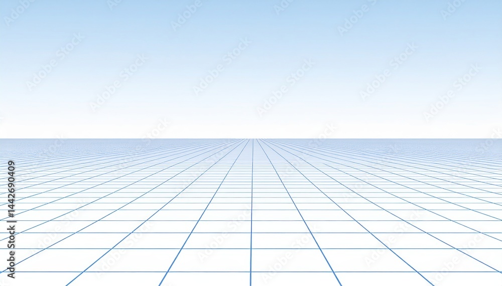 Aufkleber exploring a grid landscape in a minimalist environment - vast open space with a calm horizon view