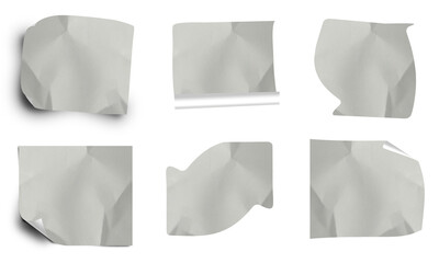 Blank Crumbled Paper Sticker Texture Set