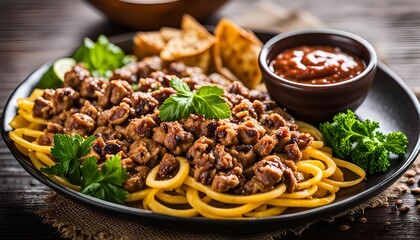 Delicious Noodles with Meat and Sauce
