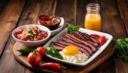 Delicious Smoked Brisket with Corn and Pepper Salad