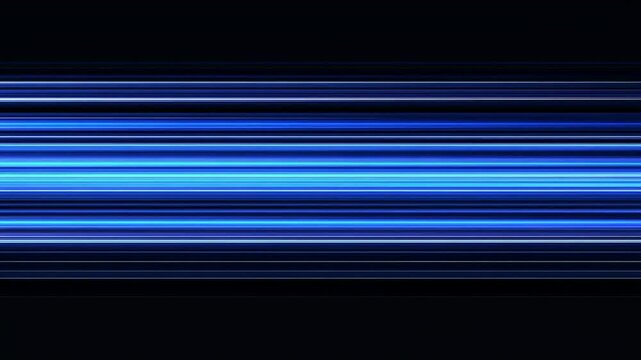 Abstract horizontal vibrant blue light streaks
