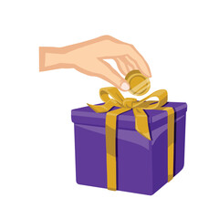 Symbol collection donation money for gift, color vector